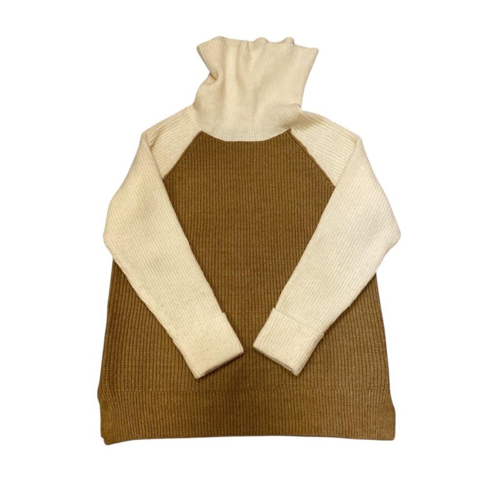 St. John's Bay Cream and Tan/Brown Turtleneck Sweater size L